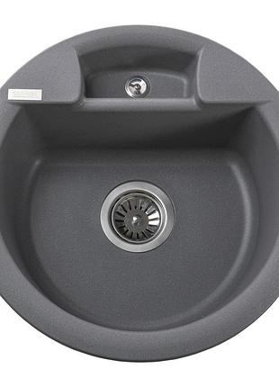 Гранитная мойка globus lux guron серый металлик 480мм-а0003