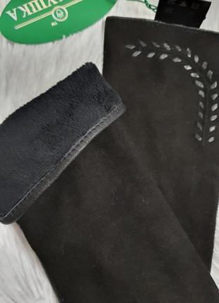 Стильні жіночі рукавички "зимочка" з натуральної шкіри і замша5 фото