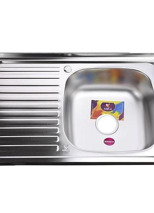 Мойка кухонная накладная прямоугольная 800х500х180 satin right mr 8050 r e mira