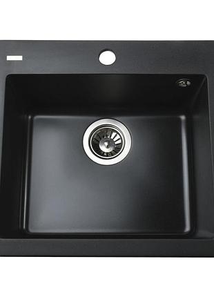 Гранитная мойка globus lux aosta черный 490x455мм-а0002