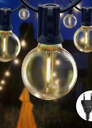 Світлодіодна гірлянда 10 метрів, 20 led, статичний режим, живлення від мережі 220в + сонячна панель. ma716 (1 ящ. = 20