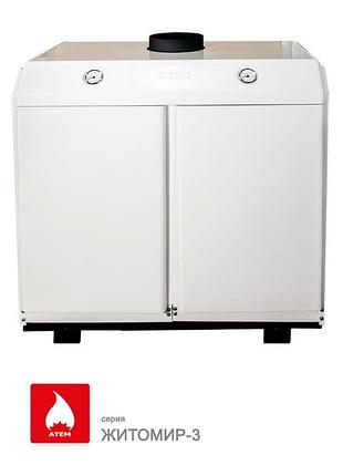 Дымоходный напольный газовый котел атем житомир 3 кс-гв-060сн с автоматикой sit италия, двухконтурный