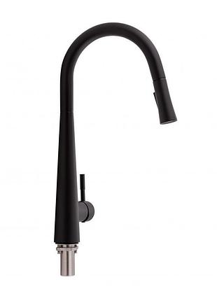 Змішувач для кухні qtap evicka з висувним виливом qtevi9135103ub black matt