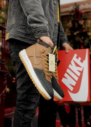 Крутые мужские высокие кроссовки nike lunar force lf1 duckboot 16 коричневые с чёрным7 фото