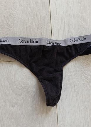 Черные трусики базовые стринги коттоновые бикини спортивные танга calvin klein m м 10 38 46