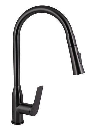 Смеситель для кухни qtap vlasta new с выдвижным изливом qtvla344gmb45647 gunmetal black pvd