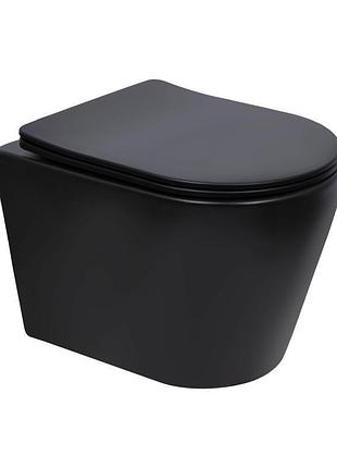 Унитаз подвесной qtap scorpio ultra quiet с сиденьем с сиденьем soft-close matt black qt14332380amb