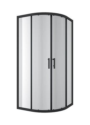 R90rcb душова кабіна round напівкругла чорна 900x900x1900 мм скло прозоре