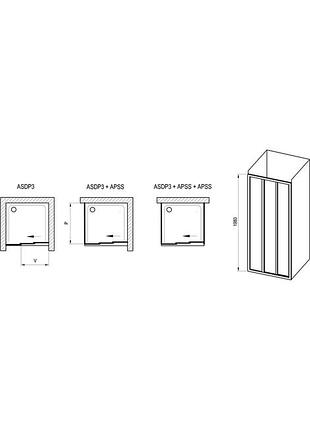 Душові двері asdp3- 90 198 білий pearl