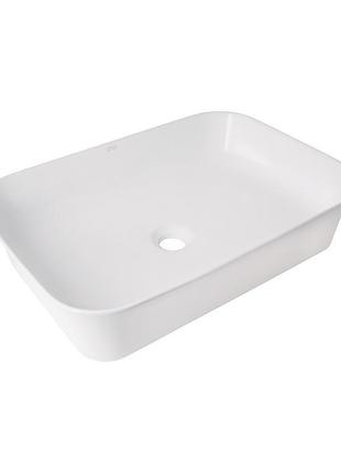Раковина накладная qtap virgo n прямоугольная без донного клапана white qt18116308w