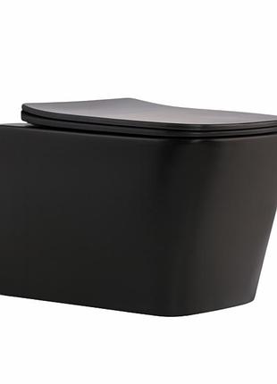 Унитаз подвесной qtap tern new ultra quiet с сиденьем с сиденьем soft-close matt black qt17332303asmb