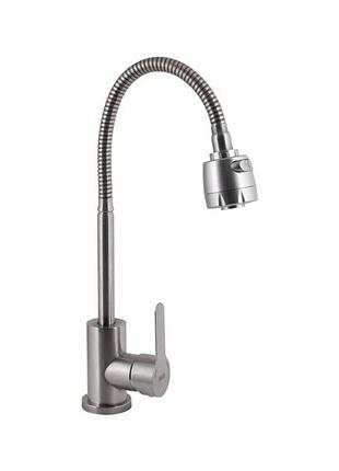 Смеситель для кухни brinex pure 015f41 с гибким изливом nickel bripur015f41nkl