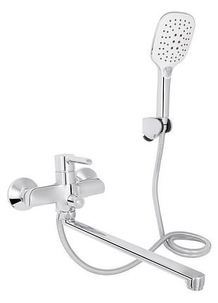 Смеситель для ванны qtap grand с поворотным изливом (c душевым гарнитуром) qtgracrm005 chrome