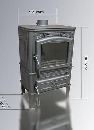 Печь-камин ferguss "lux-ornament"/ фергус "люкс-орнамент" 10,2 квт 168 кг 535x910x400мм