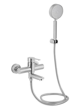 Смеситель для ванны brinex pure 006 с поворотным изливом (с душевым гарнитуром) nickel bripur006nkl