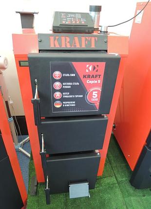 Твердопаливний котел тривалого горіння kraft s сталь 5мм / крафт s 20, механічне управління