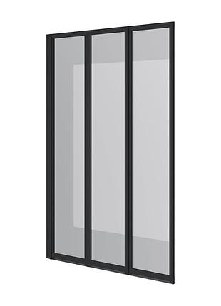 Шторка на ванну трьохелементна style 1000х1500мм (left) black matt, скло 4мм clear