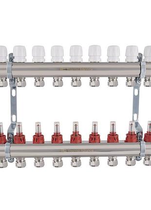Коллектор латунный с расходомерами и евроконусами thermo alliance standart 1" на 9 выходов tas235w9e