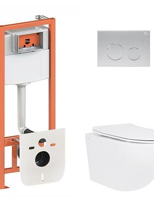 Готовое решение qtap для ванной комнаты: подвесной унитаз jay ultra quiet 520x360x320 + комплект инсталляции nest 4 в 1 (круглая