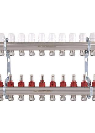 Коллектор латунный с расходомерами и евроконусами thermo alliance standart 1" на 10 выходов tas235w10e