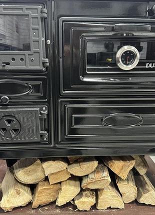 Дровяная печь-кухня duval ek-4012 bl «евро буржуйка» с духовкой черный цвет