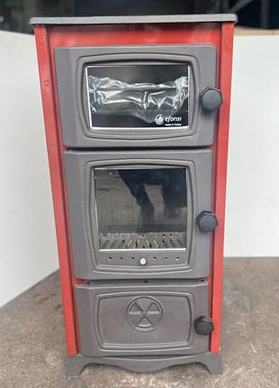 Печь-камин чугунный efor pro-2 30 +варочная поверхность +духовка (двери чугун+стекло, топка чугун) 13,3квт 78кг. ш460г410в970мм. (красный)