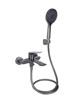 Смеситель для ванны qtap vlasta new (c душевым гарнитуром) qtvla259gmb45643 gunmetal black pvd