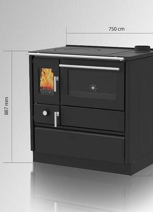 Камін плита alfa-plam alfa 85 g/ альфа 85 г 8 квт 145 кг 750х613х887мм з конфоркою +духовка