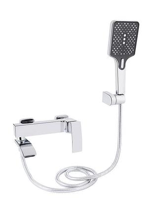 Смеситель для ванны qtap swan cascada с поворотным изливом (c душевым гарнитуром) qtswa260crm45565 chrome
