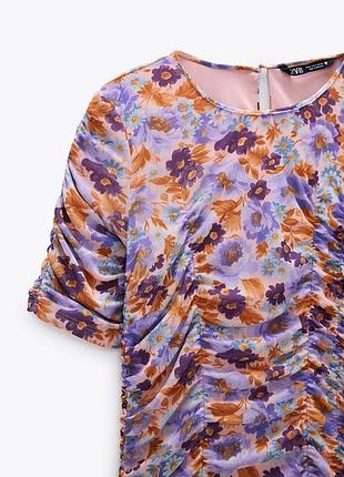 Сукня zara з квітковим принтом та драпіруванням 3