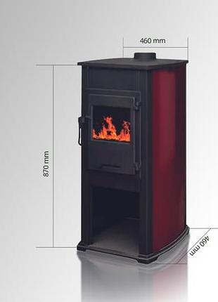 Стальная печь камин на дровах termosistem "elegant" 9 квт 60кг 460х460х870мм (верхний дымоход)