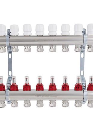 Коллектор латунный с расходомерами и евроконусами thermo alliance standart 1" на 8 выходов tas235w8e