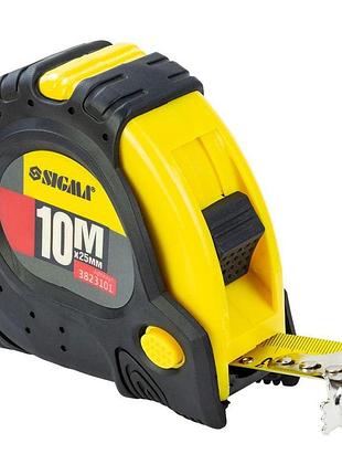 Рулетка магнитная фиксатор + тормоз 10м×25мм sigma (3823101)