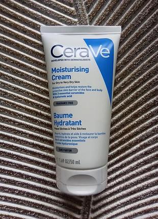 💦оригінал 50ml. cerave moisturising cream зволожуючий крем для сухої шкіри обличчя і тіла з керамідами та гілауроновою кислотою