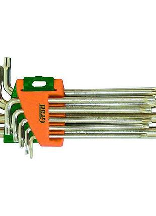 Ключи torx 9шт t10-t50мм crv (средние с отверстием) grad (4022285)