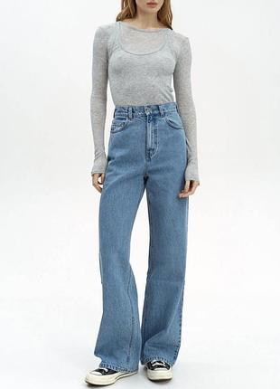 Прямі джинси джинси палацо wide leg сині