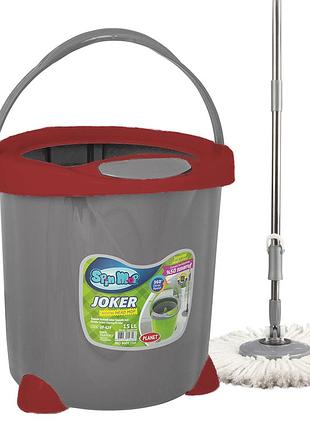Набір для прибирання planet spin mop joker 15 л сірий з червоним