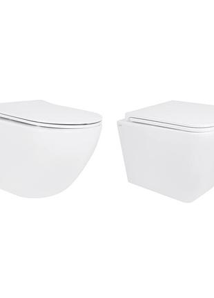 Акційний набір: унітаз підвісний jay ultra quiet qt07335177w 485х360х320 + tern ultra quiet qt17332303asw 490x365x325
