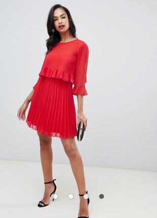 Невероятное красное платье плиссе asos