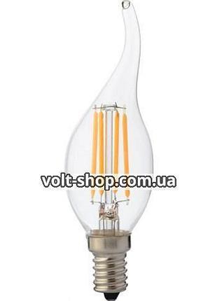 Лампа світлодіодна filament 4w свіча на вітру е14 4200к