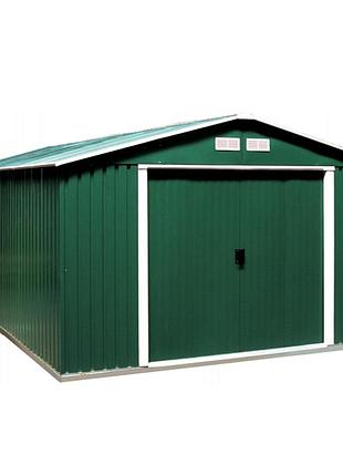 Сарай металлический eco 362,7x322x196 см зеленый с белым