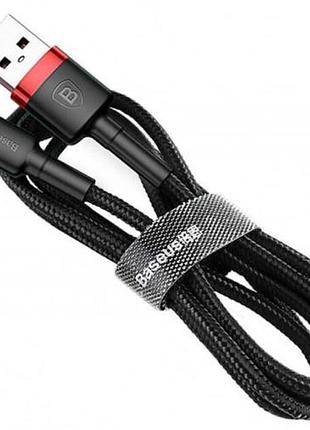 Кабель baseus cafule usb 2.0 to lightning 2.4a 1m чорний/червоний (calklf-b19)
