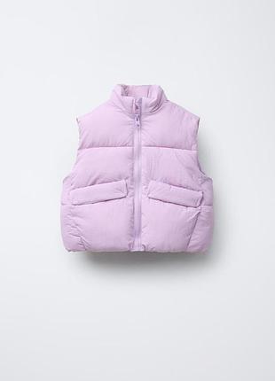 Детский стеганый дутый жилет zara 4323/504 86 см лавандовый
