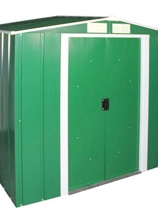 Сарай металлический eco 202x122x181 см зеленый с белым сарай для сада дачи хозблок хозблок для сада