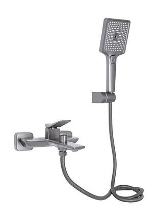 Змішувач для ванни qtap presto (з душовим гарнітуром) qtpre259grp45584 graphite