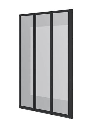 Шторка на ванну трьохелементна style 1000х1500мм (right) black matt, скло 4мм clear