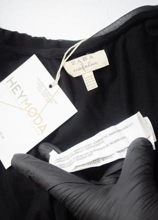 Zara асимметричная шифоновая блузка на одно плечо с длинным рукавам и шипами, блуза топ7 фото