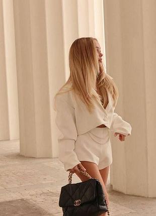 Костюм с шортами высокая посадка luxe пиджак короткий укороченный жакет официальных праздничный деловой