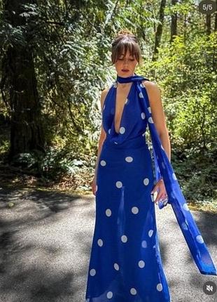 Синя сукня в горошок zara , синє плаття зара