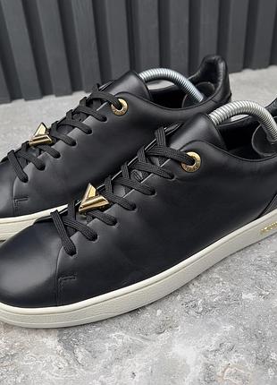 Louis vuitton frontrow logo low top sneakers black leather женские кеды кожа оригинал 38 eur